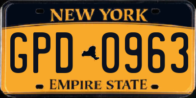 NY license plate GPD0963