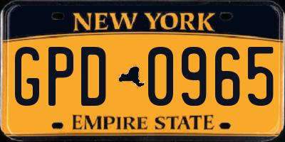 NY license plate GPD0965