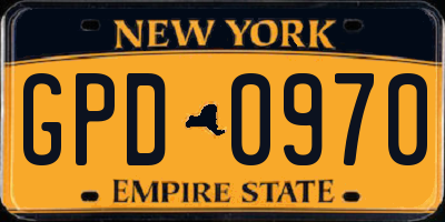 NY license plate GPD0970