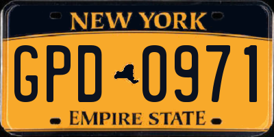 NY license plate GPD0971