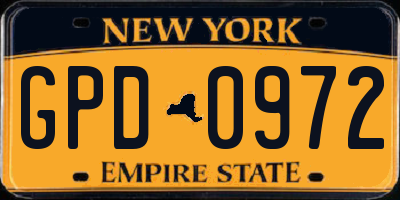 NY license plate GPD0972