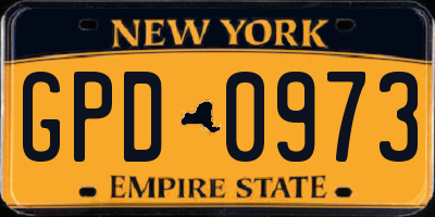 NY license plate GPD0973