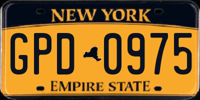 NY license plate GPD0975