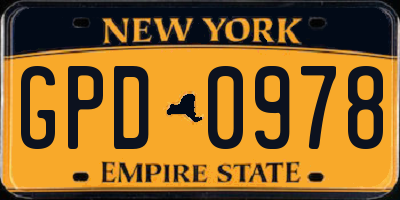 NY license plate GPD0978