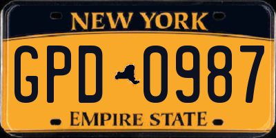NY license plate GPD0987