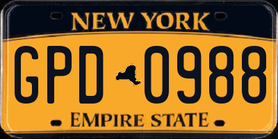NY license plate GPD0988