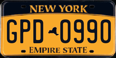 NY license plate GPD0990