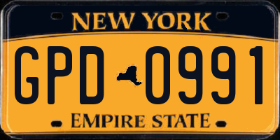 NY license plate GPD0991