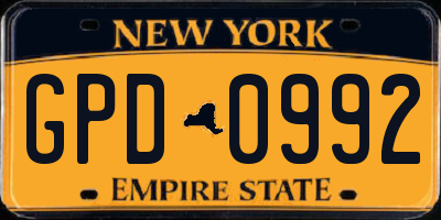 NY license plate GPD0992