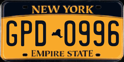 NY license plate GPD0996