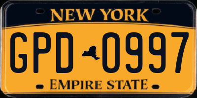 NY license plate GPD0997