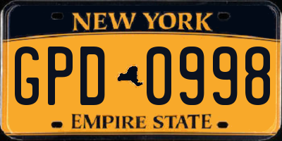 NY license plate GPD0998