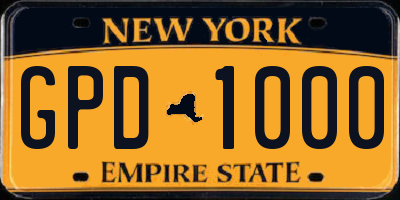 NY license plate GPD1000