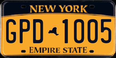NY license plate GPD1005