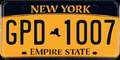 NY license plate GPD1007