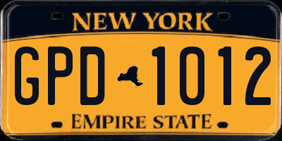 NY license plate GPD1012
