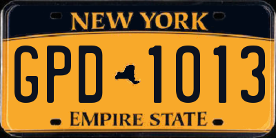 NY license plate GPD1013