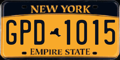NY license plate GPD1015