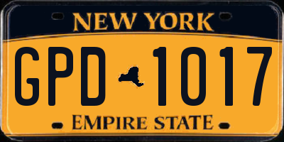 NY license plate GPD1017