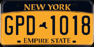 NY license plate GPD1018
