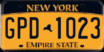 NY license plate GPD1023