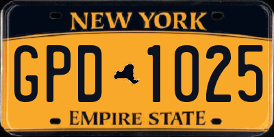NY license plate GPD1025