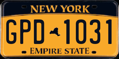 NY license plate GPD1031