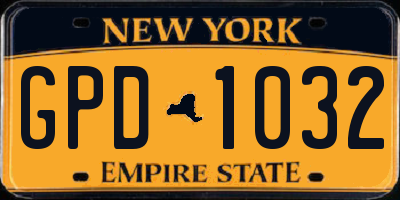 NY license plate GPD1032