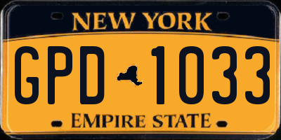 NY license plate GPD1033