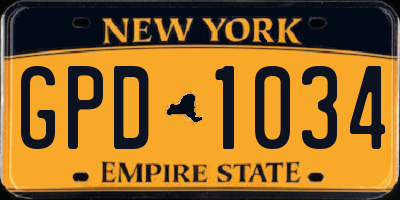 NY license plate GPD1034