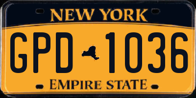 NY license plate GPD1036