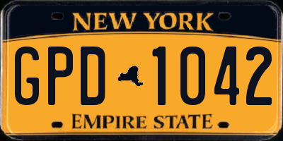 NY license plate GPD1042