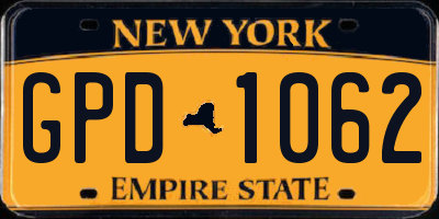 NY license plate GPD1062
