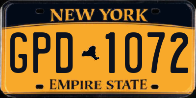 NY license plate GPD1072