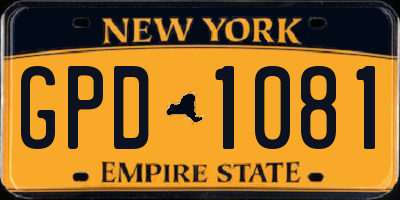 NY license plate GPD1081
