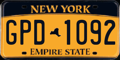 NY license plate GPD1092