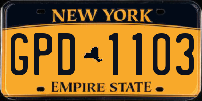 NY license plate GPD1103