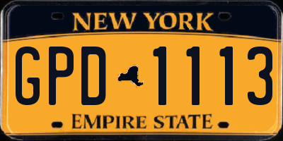 NY license plate GPD1113