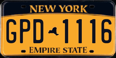 NY license plate GPD1116