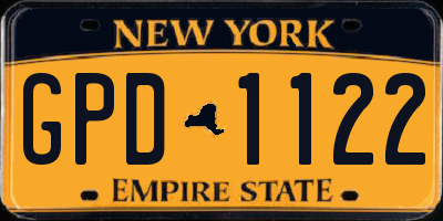 NY license plate GPD1122