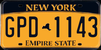 NY license plate GPD1143