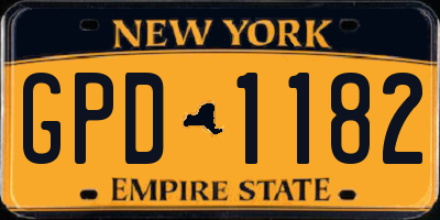 NY license plate GPD1182