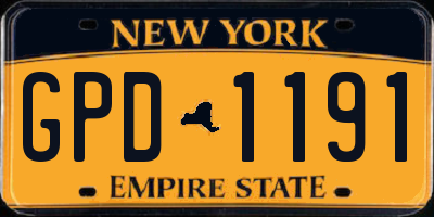NY license plate GPD1191
