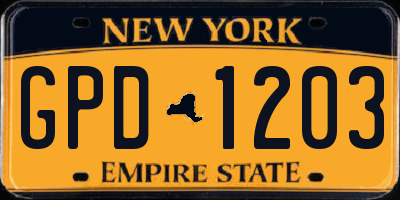 NY license plate GPD1203