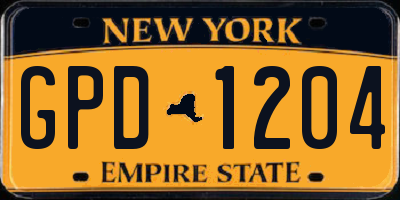 NY license plate GPD1204