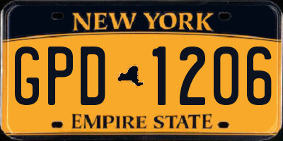 NY license plate GPD1206