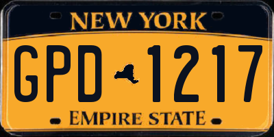 NY license plate GPD1217