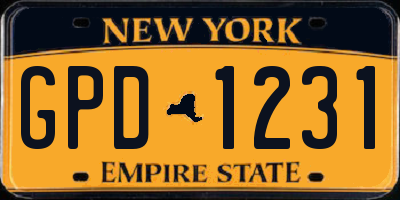 NY license plate GPD1231