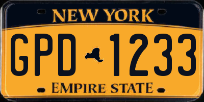 NY license plate GPD1233