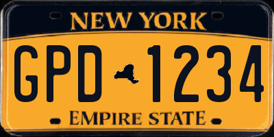 NY license plate GPD1234